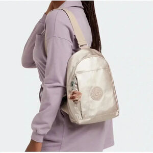 NWT Kipling Klynn Quartz Metallic Sling Backpack